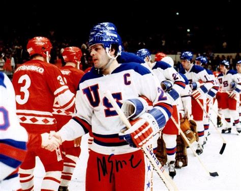 Signed 8x10 MIKE ERUZIONE 1980 USA HOCKEY GOLD Photo - COA | #1728848565