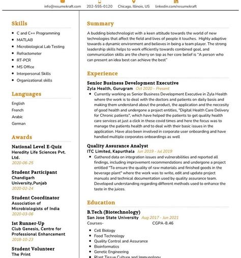 Biotechnologist CV Sample in 2024 - ResumeKraft