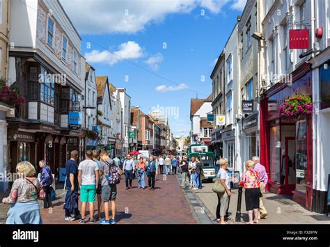 Shops On The High Street In The Historic City Centre Canterbury Stock