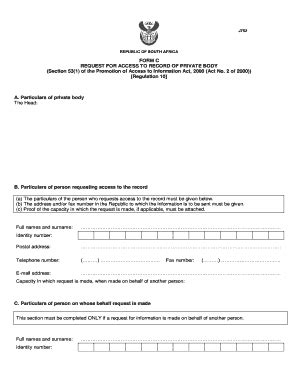 Fillable Online Justice Gov FORM C REQUEST FOR ACCESS TO RECORD OF