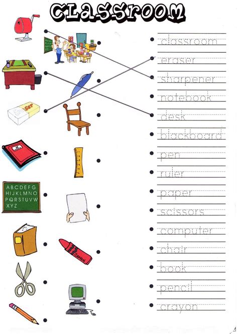 Label Classroom Objects Worksheets | Kindergarten worksheets, School ...