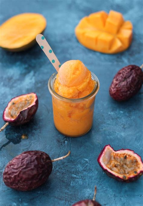 Mango Passion Fruit Sorbet Recipe Vegan Le Petit Eats Recipe