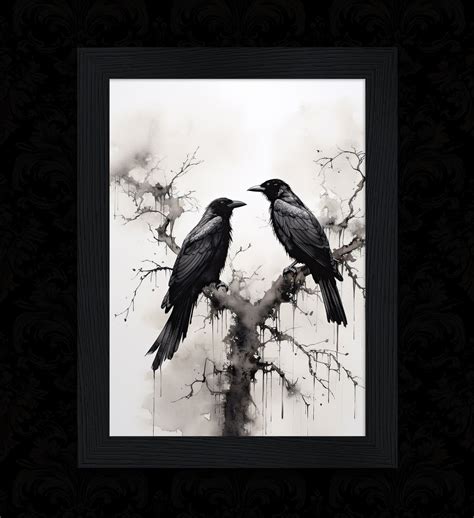 Gothic Ravens Wall Art Print Etsy