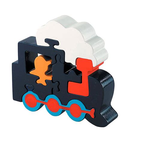 wooden train jigsaw puzzle navy/orange by little baby company ...