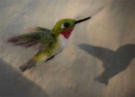 Needle Felted Hummingbird Life Sized Wool Bird Ruby Throated Etsy