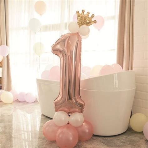 Zestaw Balon W Na Roczek Urodziny Rose Gold Balony Foliowe