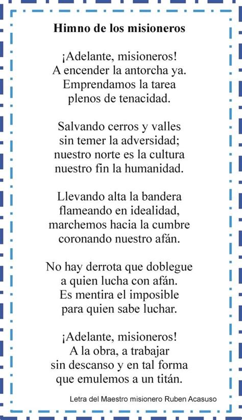 Himno De Los Misioneros Misionero Frases De La Vida Himnos