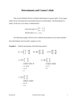 Determinants And Cramers Rule 3 Determinants 1 3 Determinants We Said