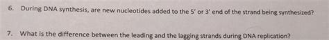 Solved During DNA synthesis, are new nucleotides added to | Chegg.com