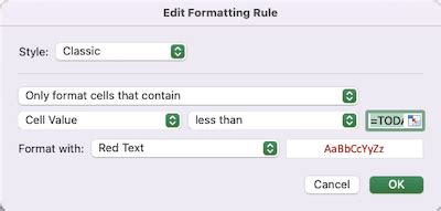 Use Conditional Formatting To See Dates Older Than Today