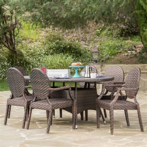 Rohirrim Piece Outdoor Patio Multi Brown Wicker Dining Set Piece