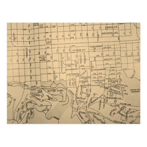 Huntington, WV Vintage Map Postcard | Zazzle.com