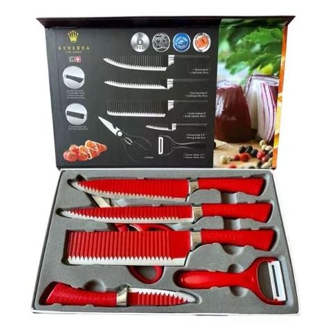 Kit Facas A O Inox Churrasco Revestimento Antiaderente Descascador