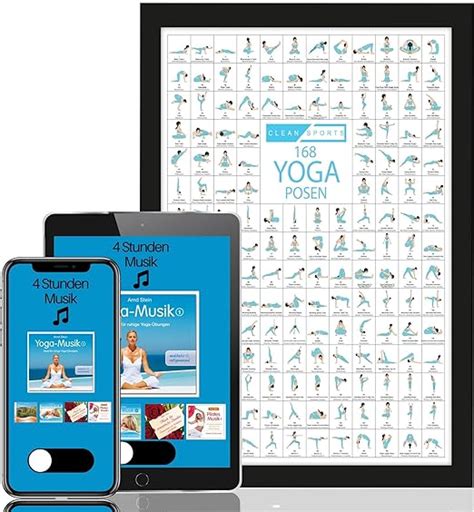 CLEAN SPORTS Yoga Poster DIN A1 168 Posen und Asanas Zubehör für Yoga