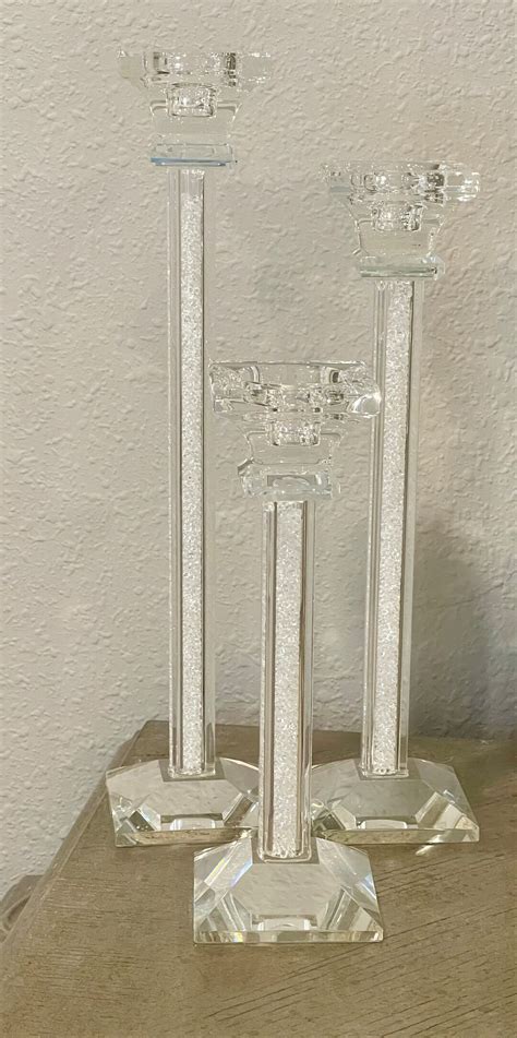 Crystal Candle Holders, Taper Candle Holders, 3 Piece Set Handles ...