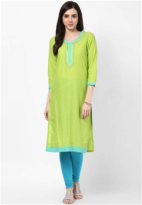 Cotton Green Kurta Rangriti Kurtas And Kurtis For Women Buy Women