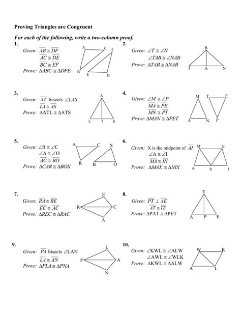 Two Column Proof Worksheet – E Street Light