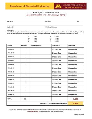 Fillable Online Bme Umn Application Form Department Of Biomedical