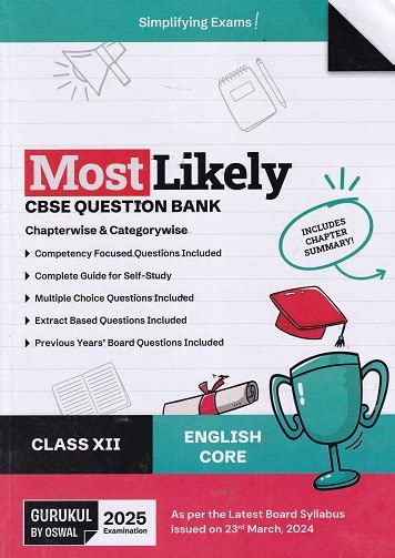 Most Likely Cbse Question Bank Chapterwise And Categorywise 2025 Class Xiiclass 12th English