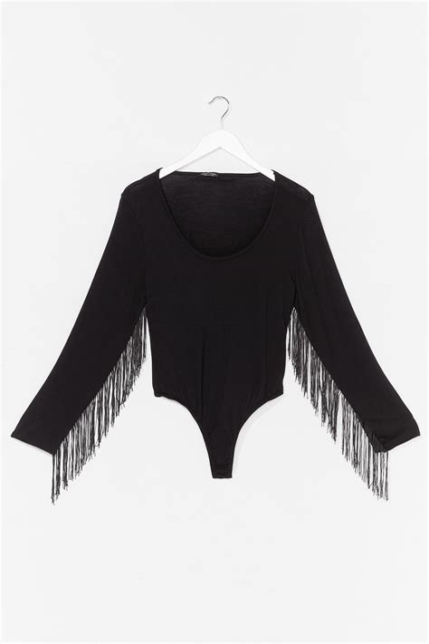 Plus Size Fringe Long Sleeve Bodysuit Nasty Gal