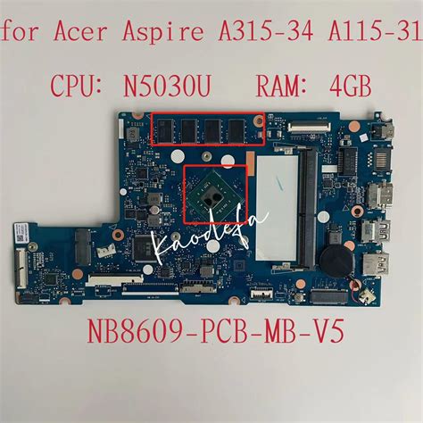 A315 34 Mainboard For Acer Aspire A115 31 Laptop Motherboard Cpu N5030u