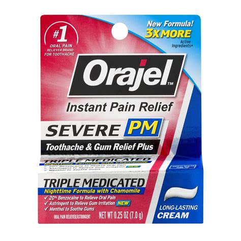 Orajel Oral Pain Reliever Triple Medicated For Severe Pm Toothache