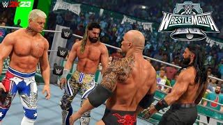 Wwe 2k23 Cody Rhodes Seth Rollins Vs The Rock Roman Reigns Wrestlemania