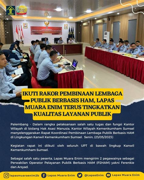 Ikuti Rakor P2HAM Lapas Muara Enim Terus Tingkatkan Kualitas Layanan