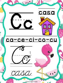 Flamingos Spanish ABC Abecedario By Educaclipart TpT