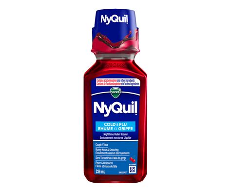 Nyquil M Dicament Liquide De Nuit Contre Le Rhume Et La Grippe Cerise