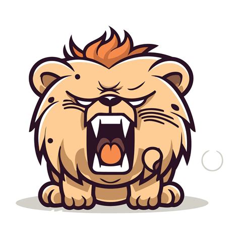 Angry Lion Vector Cartoon Illustration Isolated On White Background