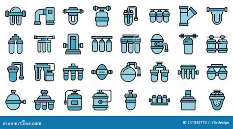 Reverse Osmosis System Icons Set Vector Flat Stock Vector