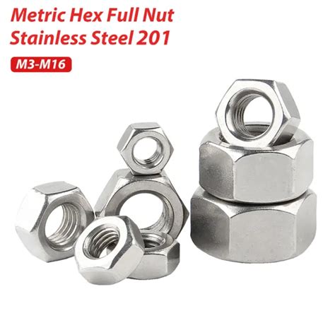 M3 M4 M5 M6 M8 M10 M16 Full Hex Nut Marine Grade 201 Stainless Steel 2