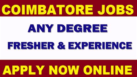 Coimbatore Jobs Any Degree Fresher And Experience Youtube