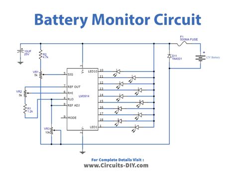 Battery Monitor Circuit With Lm3914 Ic