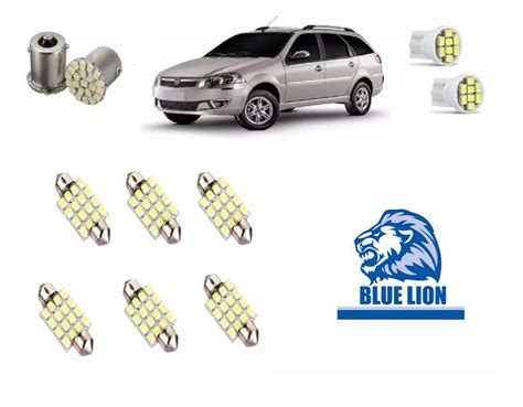 Kit Lâmpada Led Fiat Palio Weekend G4 Pingo Ré Placa Teto Blue lion