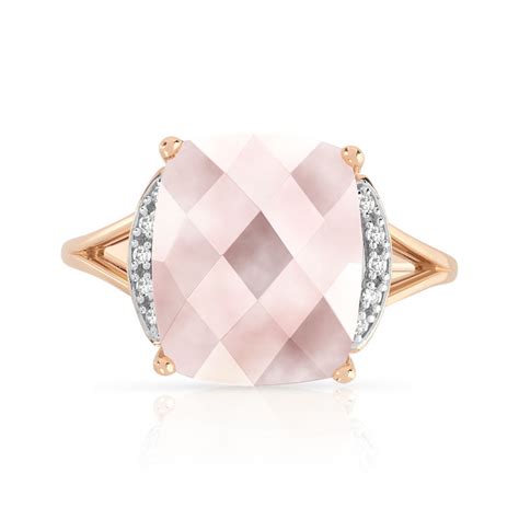 Bague Or Rose Quartz Rose Et Diamant Femme Bague Maty