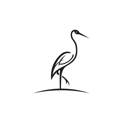 Heron outline design vector illustration. Line art heron logo design ...