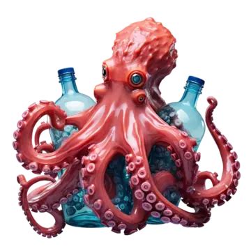 Un Pulpo Sosteniendo Una Botella De Pl Stico Png Dibujos Un Pulpo