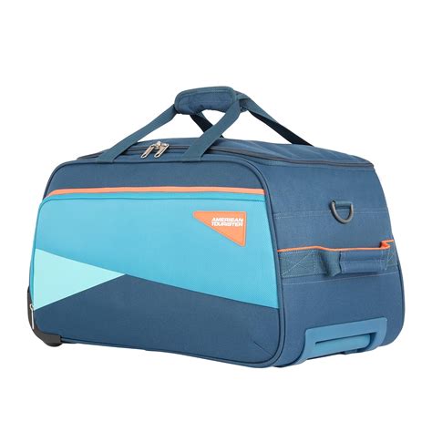 American Tourister Harp Wheel Duffle Trolley Cm Teal Amazon In