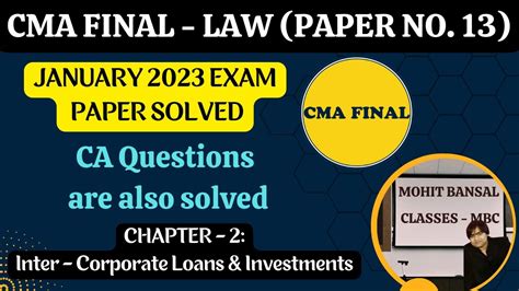 CMA FINAL LAW JANUARY 2023 EXAM PAPER SOLVED CMA FINAL LAW ALL