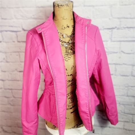 Baccini Jackets Coats Baccini Hot Pink Barbie Faux Leather Jacket Poshmark