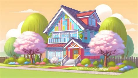 Anime style house architecture | Premium AI-generated image