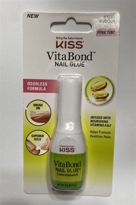 Kiss Vita Bond Brush On Nail Glue Pink Tint Kvbg01 New Odorless Formula Ebay