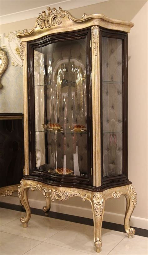 Casa Padrino Luxury Baroque Display Cabinet Dark Brown Beige Gold