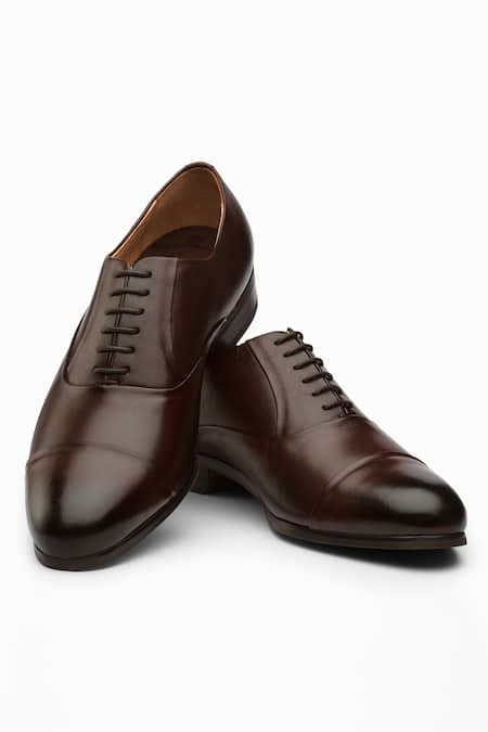 Buy Brown Leather Toe Cap Oxford Shoes For Men by dapper Shoes Online ...