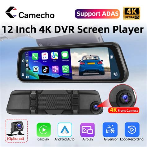 Camecho Moniteur De R Troviseur De Voiture Carplay Sans Fil Android