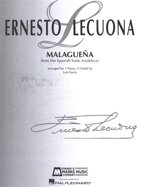 Malagueña From Ernesto Lecuona Buy Now In The Stretta Sheet Music Shop