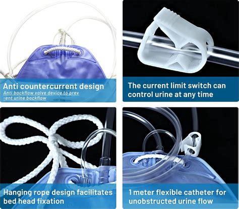 Heagimed 6 Pack Urine Drainage Bags 1500ml Capacity Catheter Night Bags
