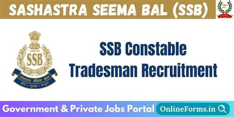 Ssb Tradesman Recruitment Apply For Vacancies